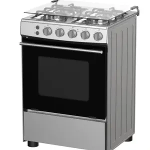 Hisense 60cm 4 Burners Full Gas Cooker with Gas Oven, Auto Ignition – Silver (HFG60121X) - Multicolor