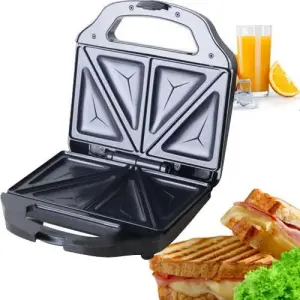 Geepas 2 Slices Toasted Sandwich Maker With Non-Stick Plates 700W With Non-Stick Plates -Multi (1 YR WRNTY)