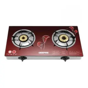 Geepas GK5602 Glass Top Gas Cooker - Maroon