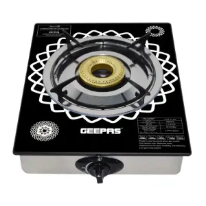 Gas Cooker, Single Brass Burner, GK6892 | Tempered Glass Top | Stainless Steel Frame & Tray | Auto Piezo Ignition | Heavy Cast Iron Mixing Tube