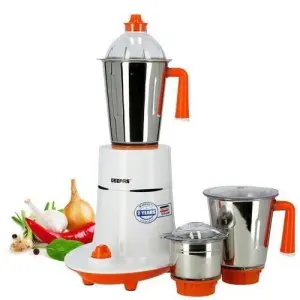 Geepas 5-IN-1 Mixer Grinder 1000 W Powerful Copper Motor And Stainless Steel Jars Modern Design, Durable Body, Robust Handles And Sharp Blade (1 YR WRNTY)