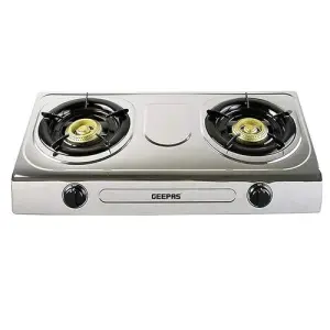 Geepas 2-Burner Gas Stove With Auto Ignition Stainless Steel Body -Multi (1 YR WRNTY)