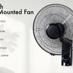 Geepas Wall Mount remote controlled Fan -16 Inches