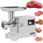 Geepas 1600Watts Metal Gear Meat Grinder with Reverse Function 2kg -White (1 YR WRNTY)