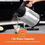 Geepas Stainless Steel Electric Kettle With Auto Shutt off and Boil Dry Protection 2L GK5466 Silver/Black