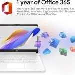 HP 14" Laptop · 576GB Storage · Microsoft 365 Included · 64GB + 512GB SD · 8GB RAM · HD Display · 12-Hour Battery · WiFi · Bluetooth · Windows 11 White